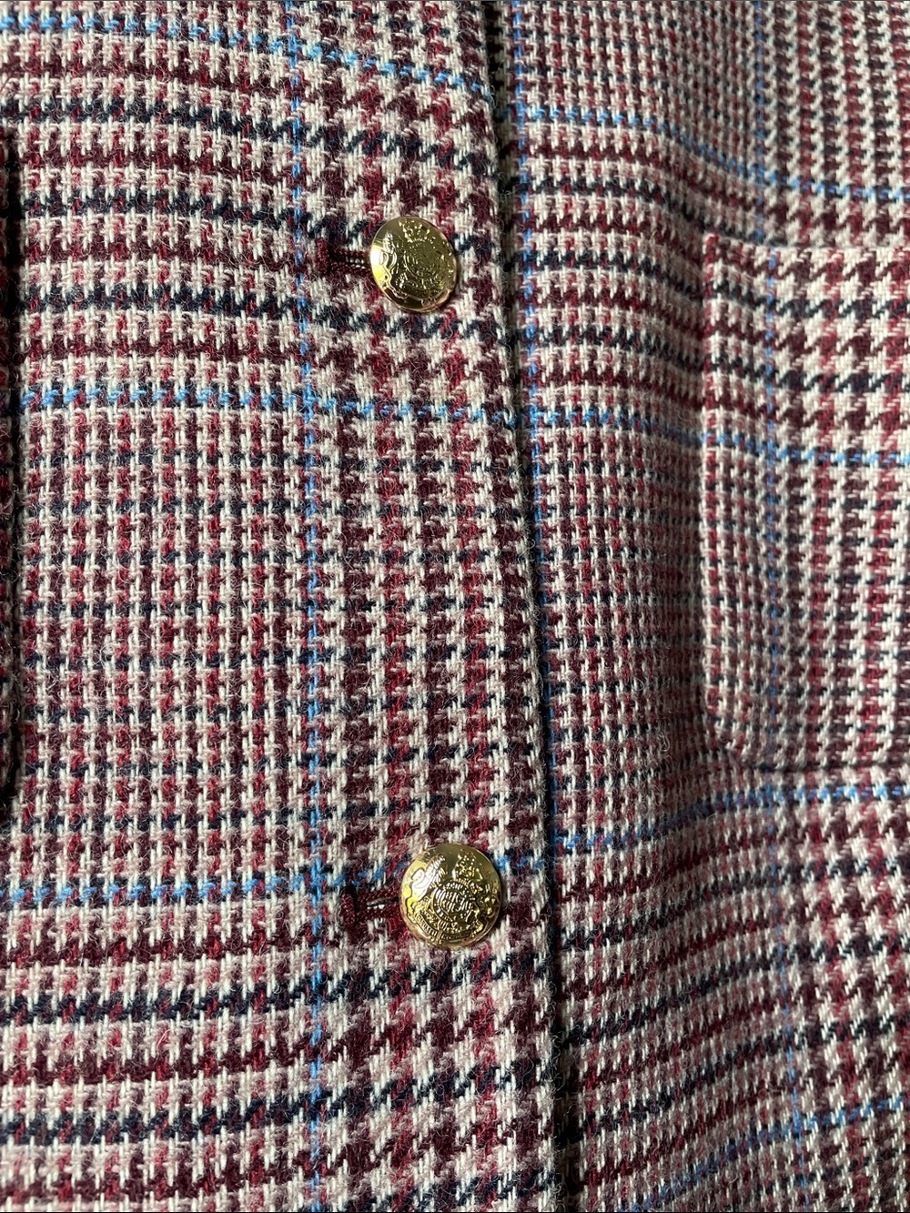 Talbots Brown Glen Plaid Collarless Jacket with Gold Buttons Sz 18W - Picture 5 of 8